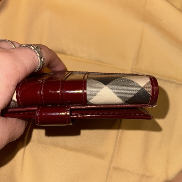 Burberry Nova Check/Red/Maroon Compact Snap Wallet - Picture 9 of 12